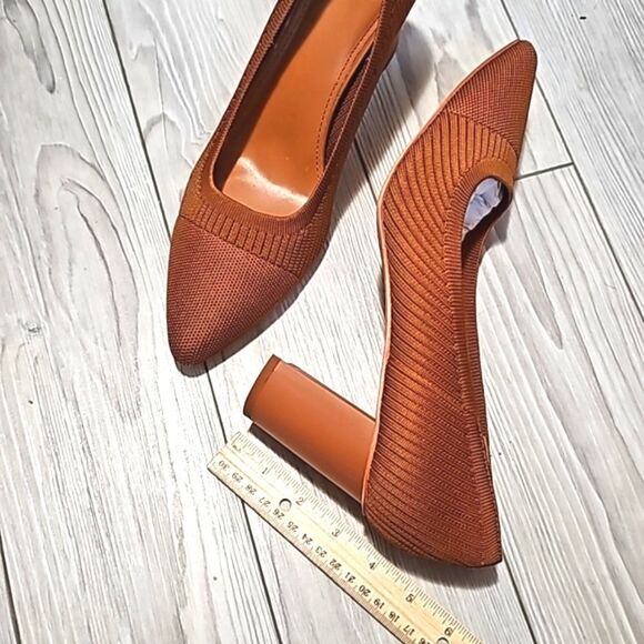 (74-3734) Coutgo Womens Chunky High Heels Knit Pointed Closed Toe Heel Sz 11 - Picture 4 of 10